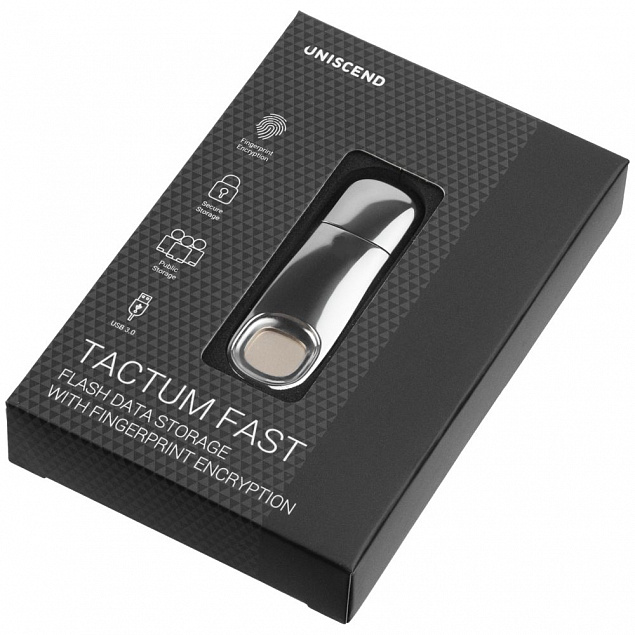 Флешка биометрическая Tactum Fast, серебристая, 32 Гб с логотипом в Нефтекамске заказать по выгодной цене в кибермаркете AvroraStore