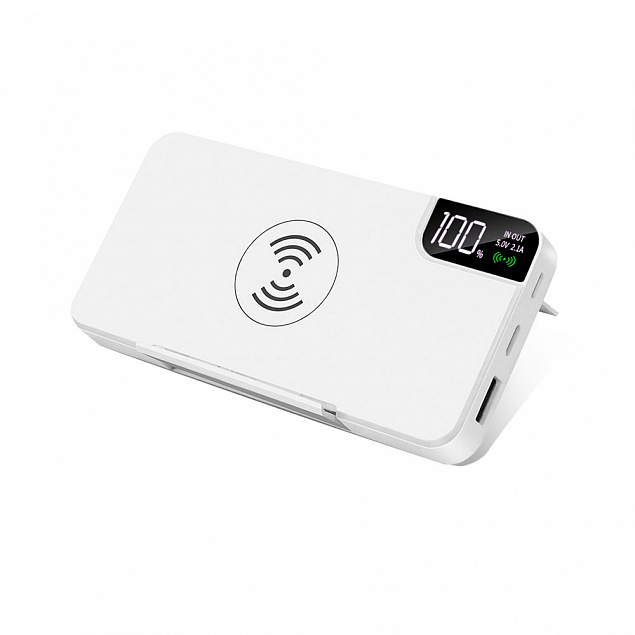 Внешний аккумулятор "gPro QI" с беспроводной зарядкой 10000 mAh - Белый BB с логотипом в Нефтекамске заказать по выгодной цене в кибермаркете AvroraStore