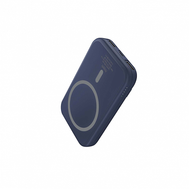 Внешний аккумулятор, Ultima Wireless Magnetic, 5000 mah, синий с логотипом в Нефтекамске заказать по выгодной цене в кибермаркете AvroraStore