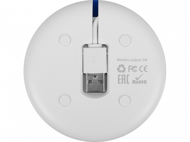 Беспроводное зарядное устройство «Disc» со встроенным кабелем 2 в 1 с логотипом в Нефтекамске заказать по выгодной цене в кибермаркете AvroraStore