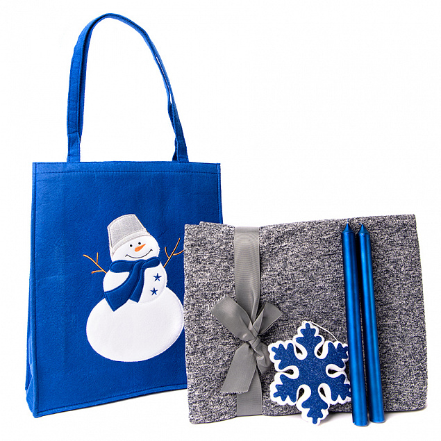 Набор подарочный NEWSPIRIT: сумка, свечи, плед, украшение, синий с логотипом в Нефтекамске заказать по выгодной цене в кибермаркете AvroraStore