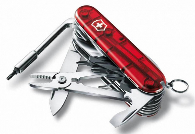 Офицерский нож CyberTool L, полупрозрачный красный с логотипом в Нефтекамске заказать по выгодной цене в кибермаркете AvroraStore