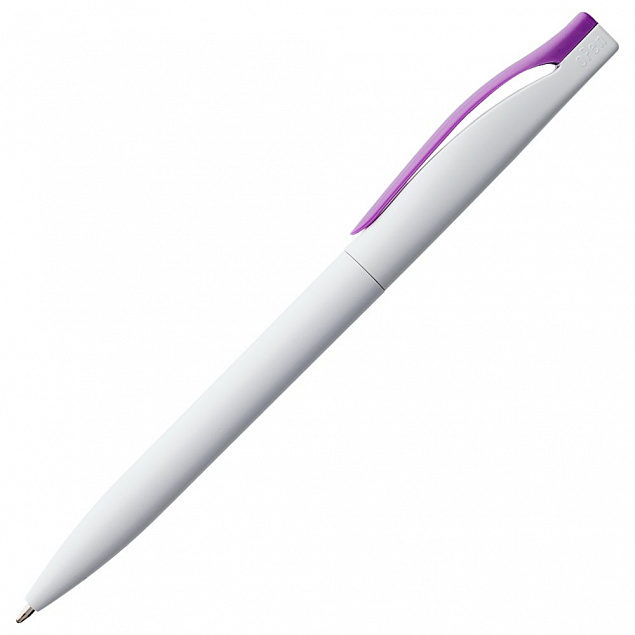 Ручка шариковая Pin, белая с фиолетовым с логотипом в Нефтекамске заказать по выгодной цене в кибермаркете AvroraStore