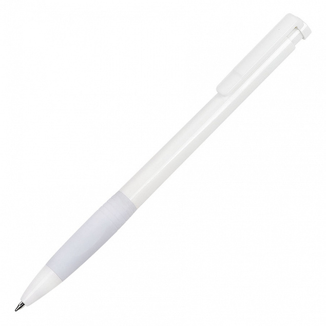 N13, ручка шариковая с грипом, пластик, белый с логотипом в Нефтекамске заказать по выгодной цене в кибермаркете AvroraStore