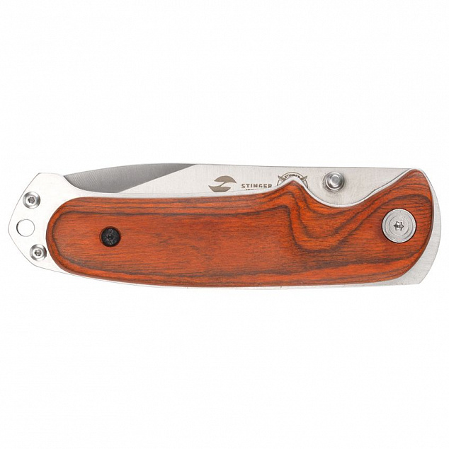 Складной нож Stinger 8236, коричневый с логотипом в Нефтекамске заказать по выгодной цене в кибермаркете AvroraStore