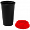Стакан с крышкой Color Cap Black, черный с красным с логотипом в Нефтекамске заказать по выгодной цене в кибермаркете AvroraStore