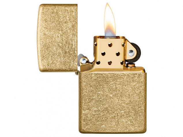 Зажигалка ZIPPO Classic с покрытием Tumbled Brass с логотипом в Нефтекамске заказать по выгодной цене в кибермаркете AvroraStore