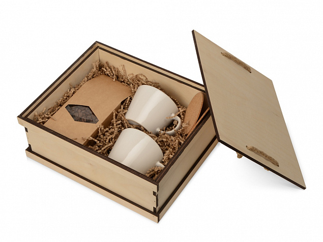 Подарочный набор с кофе, чашками в деревянной коробке Кофебрейк с логотипом в Нефтекамске заказать по выгодной цене в кибермаркете AvroraStore