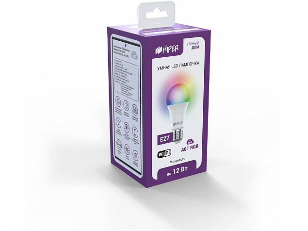 Умная лампочка HIPER IoT A61 RGB с логотипом в Нефтекамске заказать по выгодной цене в кибермаркете AvroraStore