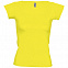 Футболка женская MELROSE 150 с глубоким вырезом, лимонно-желтая с логотипом в Нефтекамске заказать по выгодной цене в кибермаркете AvroraStore