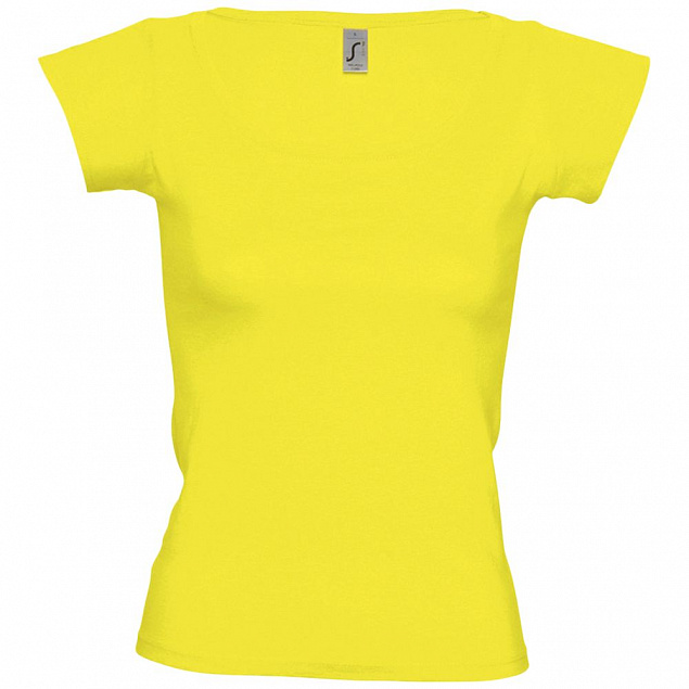 Футболка женская MELROSE 150 с глубоким вырезом, лимонно-желтая с логотипом в Нефтекамске заказать по выгодной цене в кибермаркете AvroraStore