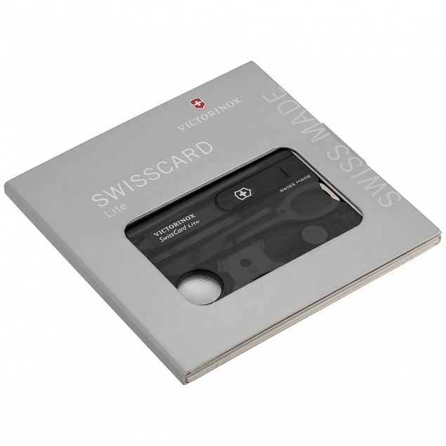 Набор инструментов SwissCard Lite, черный с логотипом в Нефтекамске заказать по выгодной цене в кибермаркете AvroraStore