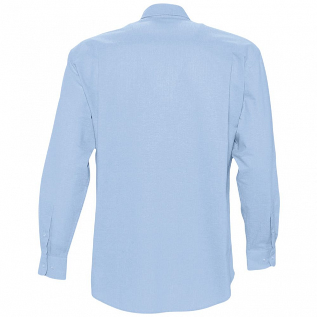 Рубашка мужская с длинным рукавом BOSTON, голубая с логотипом в Нефтекамске заказать по выгодной цене в кибермаркете AvroraStore