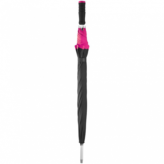 Зонт-трость Highlight, черный с розовым с логотипом в Нефтекамске заказать по выгодной цене в кибермаркете AvroraStore