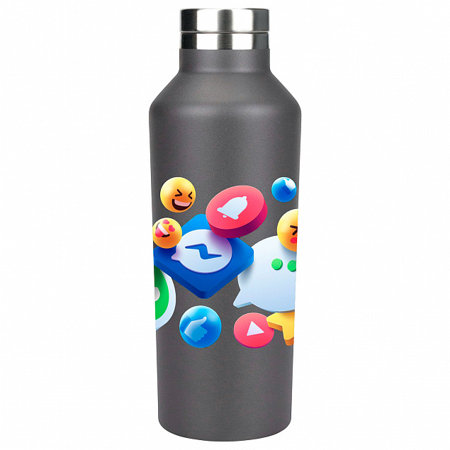 Термобутылка вакуумная герметичная, Asti, 500 ml, серая с логотипом в Нефтекамске заказать по выгодной цене в кибермаркете AvroraStore