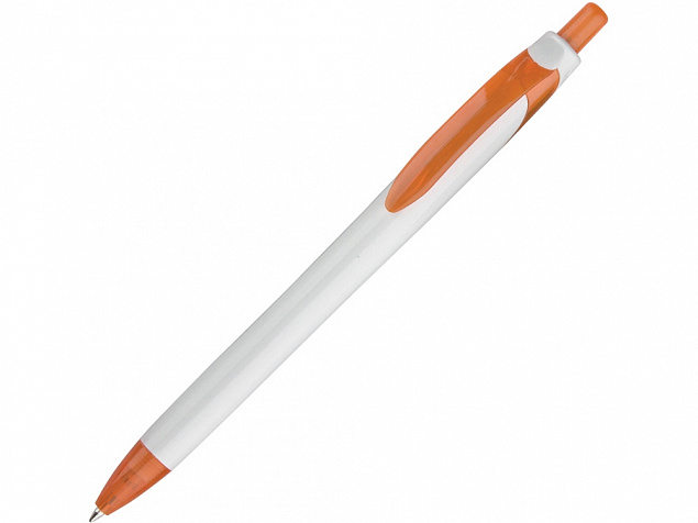 Ручка шариковая Каприз белый/оранжевый с логотипом в Нефтекамске заказать по выгодной цене в кибермаркете AvroraStore