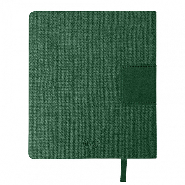 Бизнес-блокнот "Tweedi", 150х180 мм, темно-зеленый, кремовая бумага, гибкая обложка, в линейку с логотипом в Нефтекамске заказать по выгодной цене в кибермаркете AvroraStore