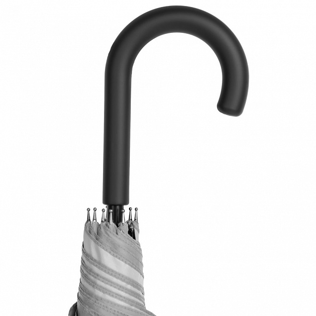 Зонт-трость Manifest со светоотражающим куполом, серый с логотипом в Нефтекамске заказать по выгодной цене в кибермаркете AvroraStore