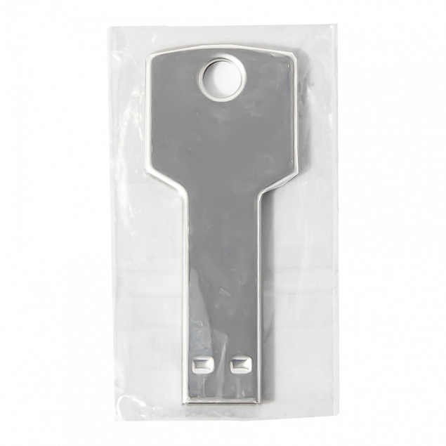 USB flash-карта KEY (16Гб), серебристая, 5,7х2,4х0,3 см, металл с логотипом в Нефтекамске заказать по выгодной цене в кибермаркете AvroraStore