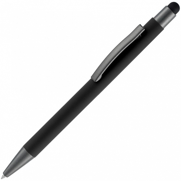 Ручка шариковая Atento Soft Touch Stylus со стилусом, черная с логотипом в Нефтекамске заказать по выгодной цене в кибермаркете AvroraStore