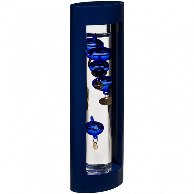 Термометр «Галилео» в деревянном корпусе, синий с логотипом в Нефтекамске заказать по выгодной цене в кибермаркете AvroraStore