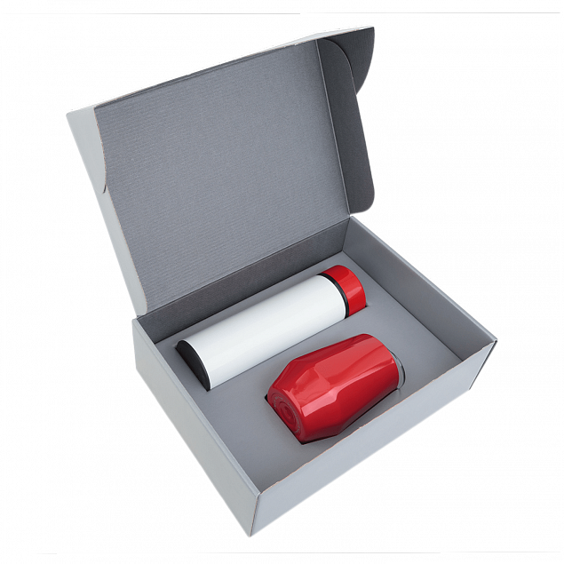 Набор Hot Box duo EW grey (белый с красным) с логотипом в Нефтекамске заказать по выгодной цене в кибермаркете AvroraStore