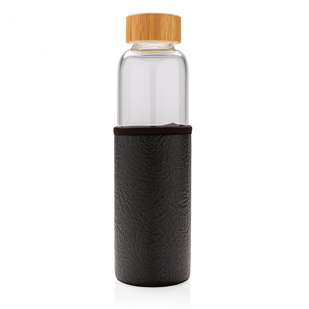 Стеклянная бутылка с чехлом с логотипом в Нефтекамске заказать по выгодной цене в кибермаркете AvroraStore