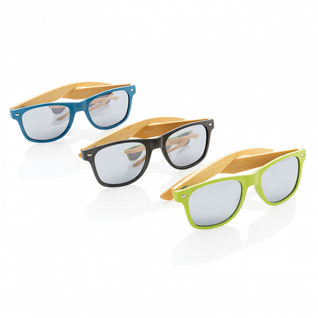 Солнцезащитные очки Wheat straw с бамбуковыми дужками с логотипом в Нефтекамске заказать по выгодной цене в кибермаркете AvroraStore