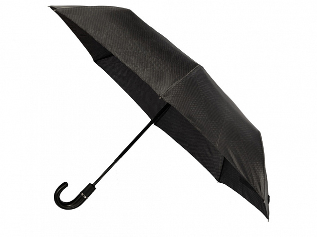 Складной зонт Horton Black с логотипом в Нефтекамске заказать по выгодной цене в кибермаркете AvroraStore