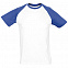 Футболка мужская двухцветная FUNKY 150, белая с ярко-синим с логотипом в Нефтекамске заказать по выгодной цене в кибермаркете AvroraStore