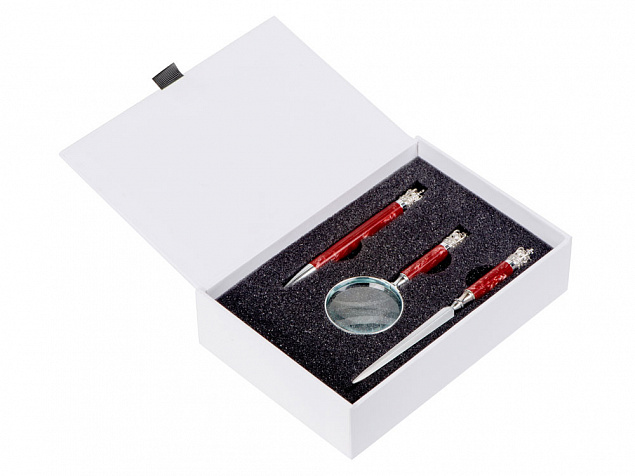 Набор: портмоне, ручка, лупа, нож для бумаг с логотипом в Нефтекамске заказать по выгодной цене в кибермаркете AvroraStore