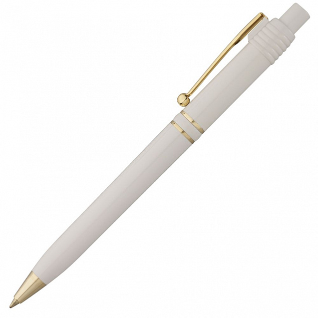 Ручка шариковая Raja Gold, белая с логотипом в Нефтекамске заказать по выгодной цене в кибермаркете AvroraStore