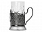 Подстаканник с хрустальным стаканом и ложкой Нефтяной, серебристый/прозрачный с логотипом в Нефтекамске заказать по выгодной цене в кибермаркете AvroraStore