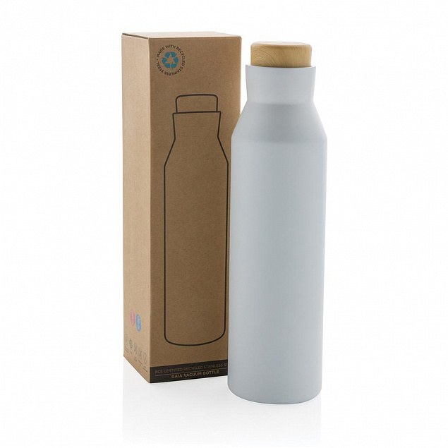 Вакуумная бутылка Gaia из переработанной нержавеющей стали RCS, 600 мл с логотипом в Нефтекамске заказать по выгодной цене в кибермаркете AvroraStore