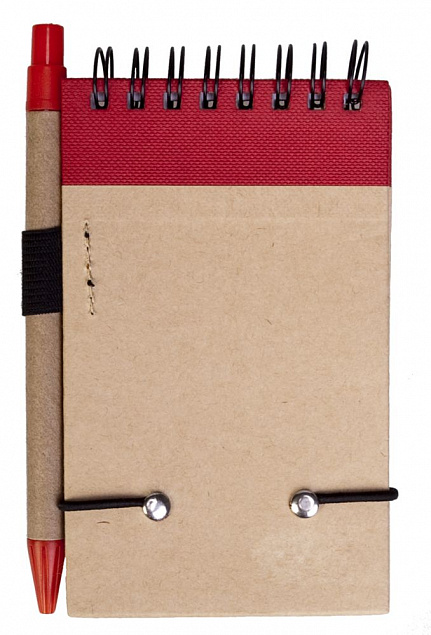 Блокнот на кольцах Eco Note с ручкой, красный с логотипом в Нефтекамске заказать по выгодной цене в кибермаркете AvroraStore