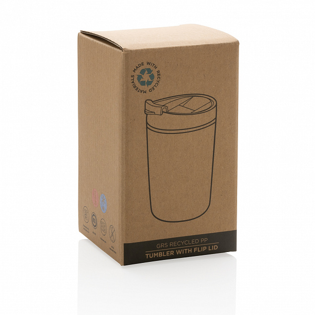 Термокружка с крышкой для кофе из переработанного полипропилена GRS, 300 мл с логотипом в Нефтекамске заказать по выгодной цене в кибермаркете AvroraStore