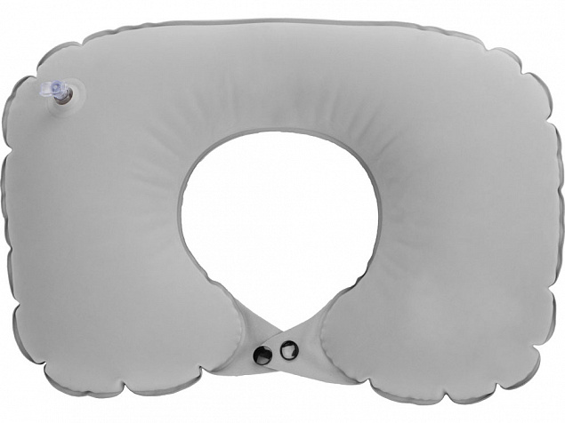 Подушка под шею с помпой Push, серый с логотипом в Нефтекамске заказать по выгодной цене в кибермаркете AvroraStore