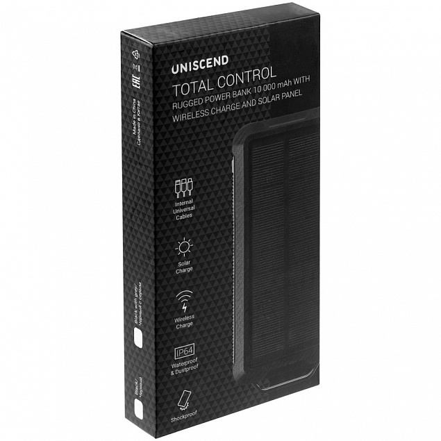 Аккумулятор защищенный Total Control 10000 мАч, черный с логотипом в Нефтекамске заказать по выгодной цене в кибермаркете AvroraStore