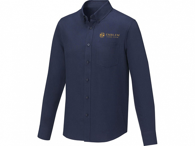Pollux Мужская рубашка с длинными рукавами, темно-синий с логотипом в Нефтекамске заказать по выгодной цене в кибермаркете AvroraStore
