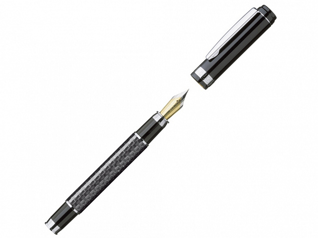 Ручка металлическая перьевая CARBON F, черный с логотипом в Нефтекамске заказать по выгодной цене в кибермаркете AvroraStore
