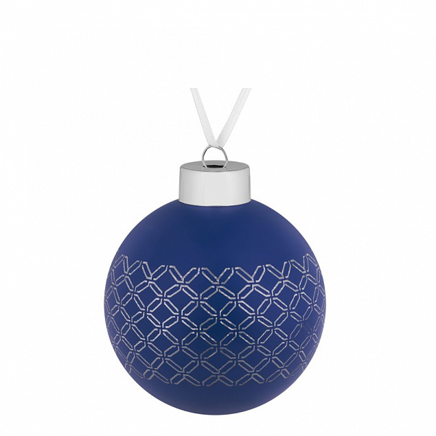 Елочный шар Queen, 8 см, синий с логотипом в Нефтекамске заказать по выгодной цене в кибермаркете AvroraStore