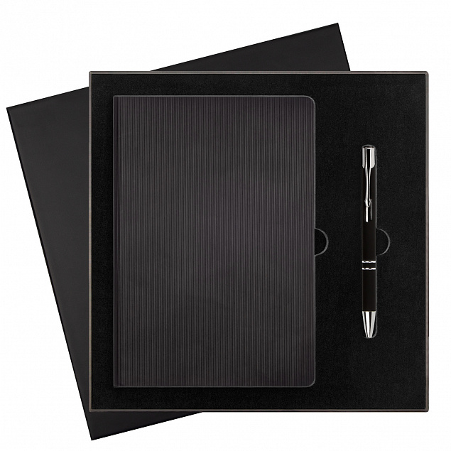 Подарочный набор Portobello/Rain черный (Ежедневник недат А5, Ручка) с логотипом в Нефтекамске заказать по выгодной цене в кибермаркете AvroraStore