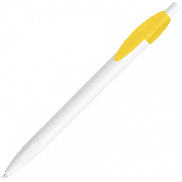 Ручка шариковая X-1 WHITE, белый/желтый непрозрачный клип, пластик с логотипом в Нефтекамске заказать по выгодной цене в кибермаркете AvroraStore