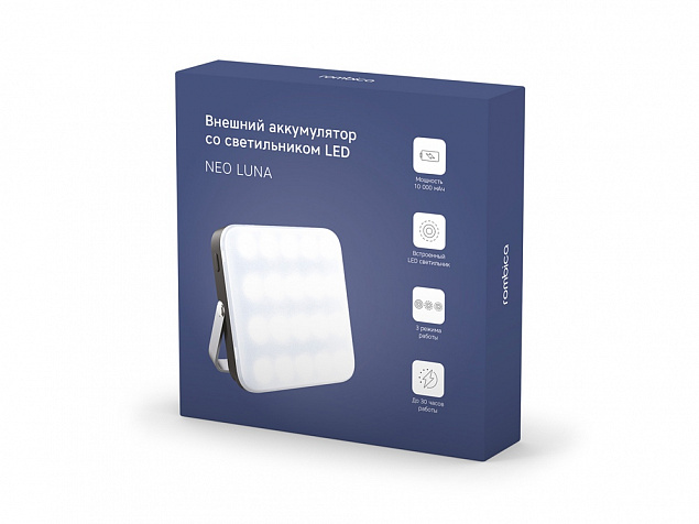 Внешний аккумулятор со светильником LED «NEO Luna», 10000 mAh с логотипом в Нефтекамске заказать по выгодной цене в кибермаркете AvroraStore