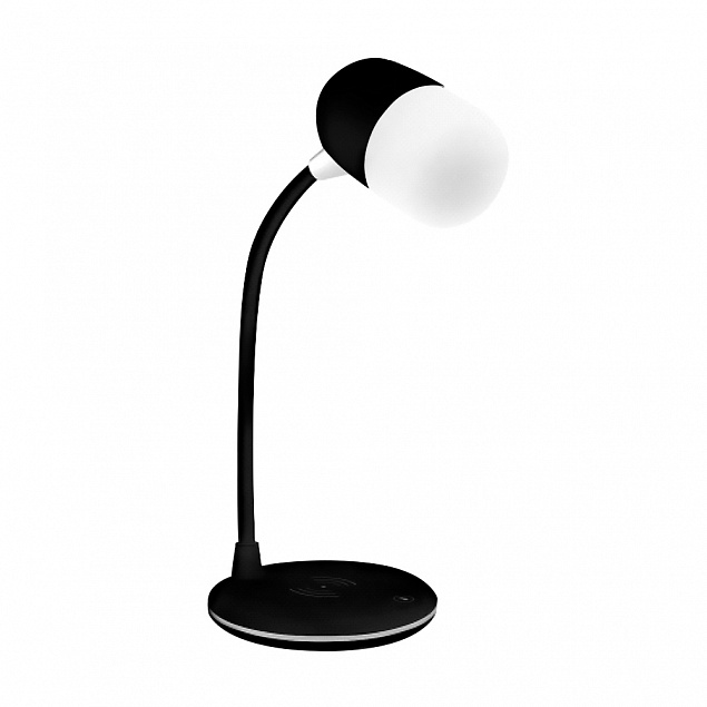Настольная лампа "Alladin" с беспроводной зарядкой и колонкой - Черный AA с логотипом в Нефтекамске заказать по выгодной цене в кибермаркете AvroraStore