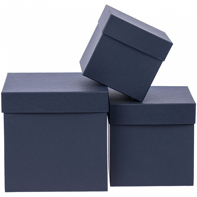 Коробка Cube M, синяя с логотипом в Нефтекамске заказать по выгодной цене в кибермаркете AvroraStore