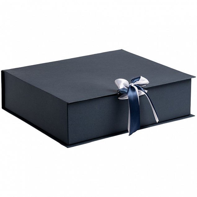 Коробка на лентах Tie Up, синяя с логотипом в Нефтекамске заказать по выгодной цене в кибермаркете AvroraStore
