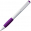 Ручка шариковая Grip, белая с фиолетовым с логотипом в Нефтекамске заказать по выгодной цене в кибермаркете AvroraStore