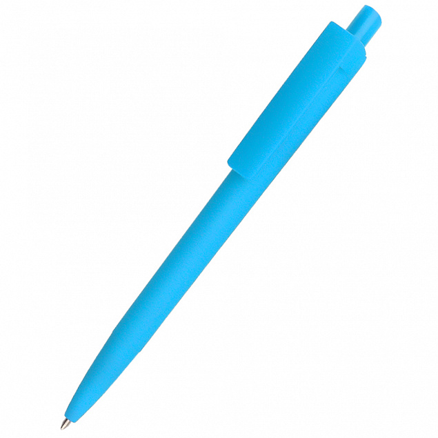Ручка пластиковая Agata софт-тач, голубая с логотипом в Нефтекамске заказать по выгодной цене в кибермаркете AvroraStore