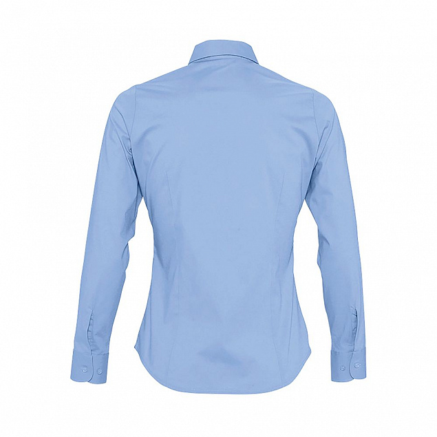 Рубашка женская с длинным рукавом Eden 140 голубая с логотипом в Нефтекамске заказать по выгодной цене в кибермаркете AvroraStore